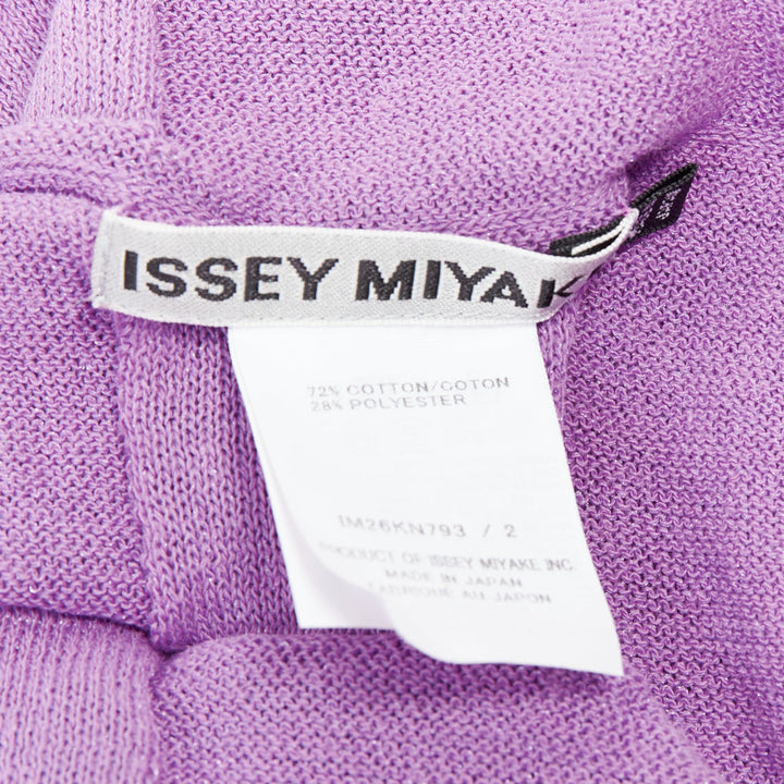 ISSEY MIYAKE purple green cotton bateau weave pleated sweater JP2 M