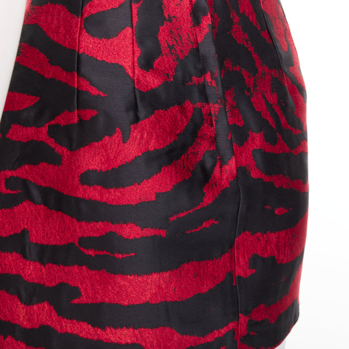 DOLCE GABBANA red black tiger stripe metallic jacquard high mini skirt IT36 XS