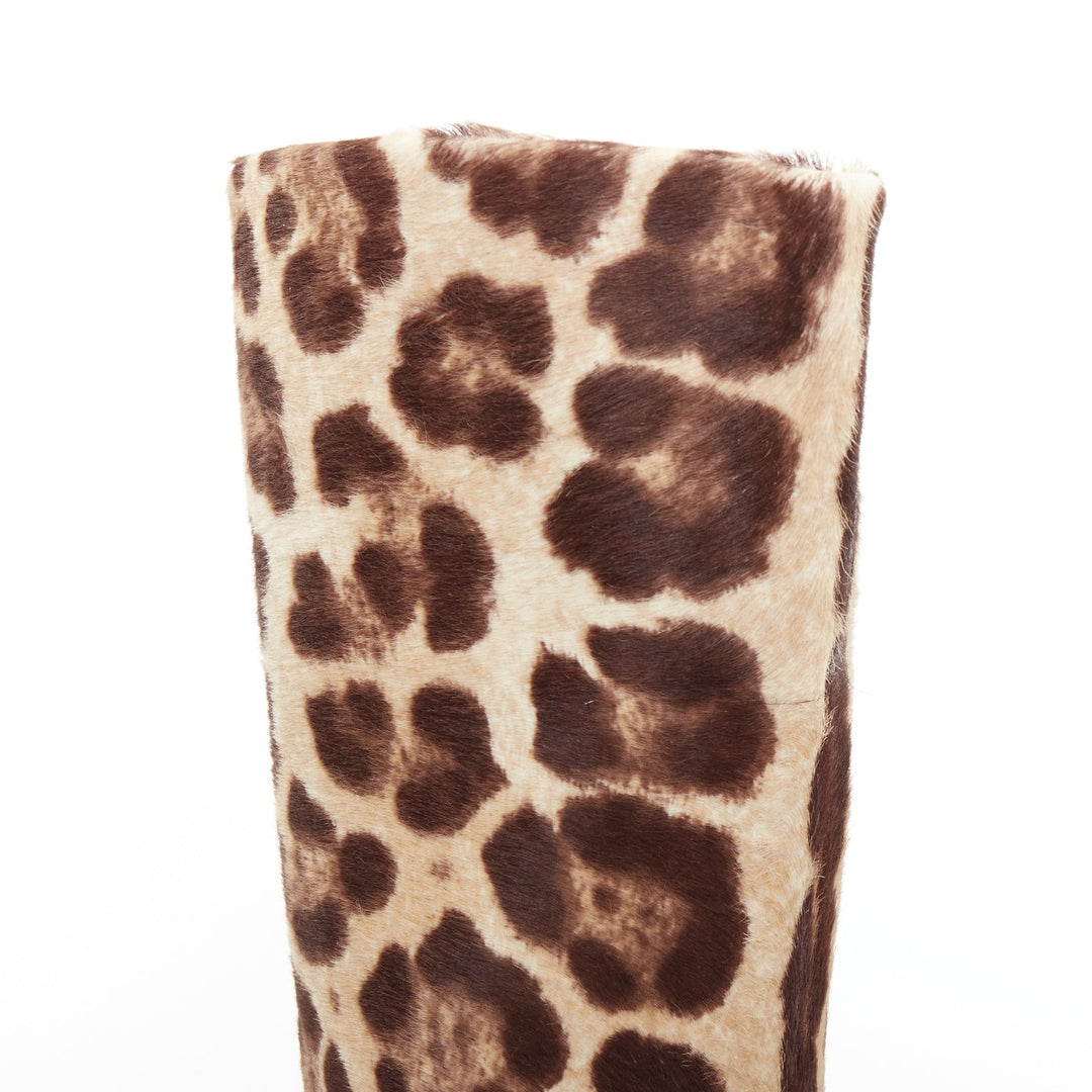 GIUSEPPE ZANOTTI brown nude leopard print platform high heel boots EU36.5