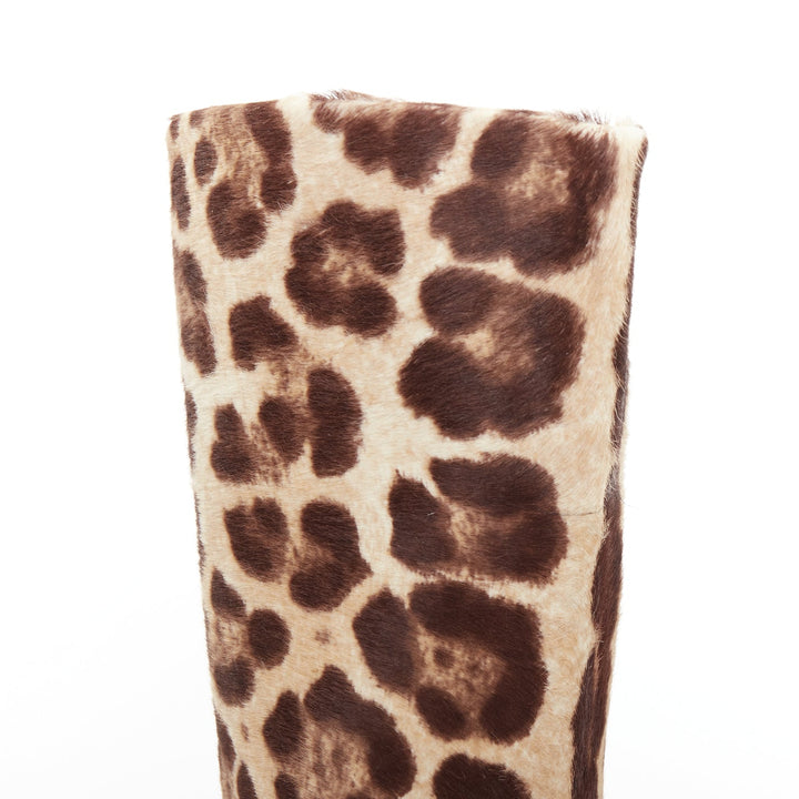 GIUSEPPE ZANOTTI brown nude leopard print platform high heel boots EU36.5