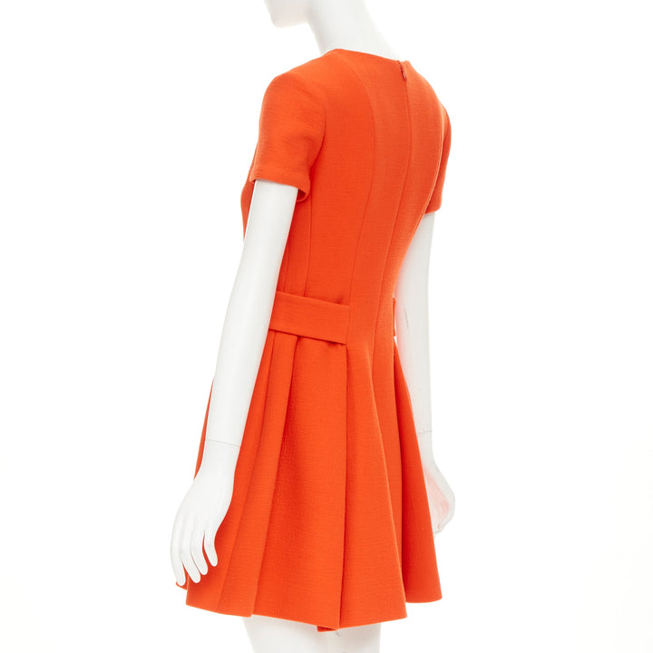 CHRISTIAN DIOR 2015 structured tangerine orange wool crepe dress FR38 M