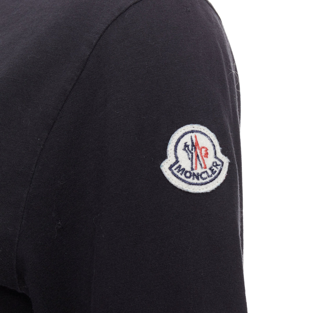 MONCLER red grey painted graphic black logo long sleeve tshirt