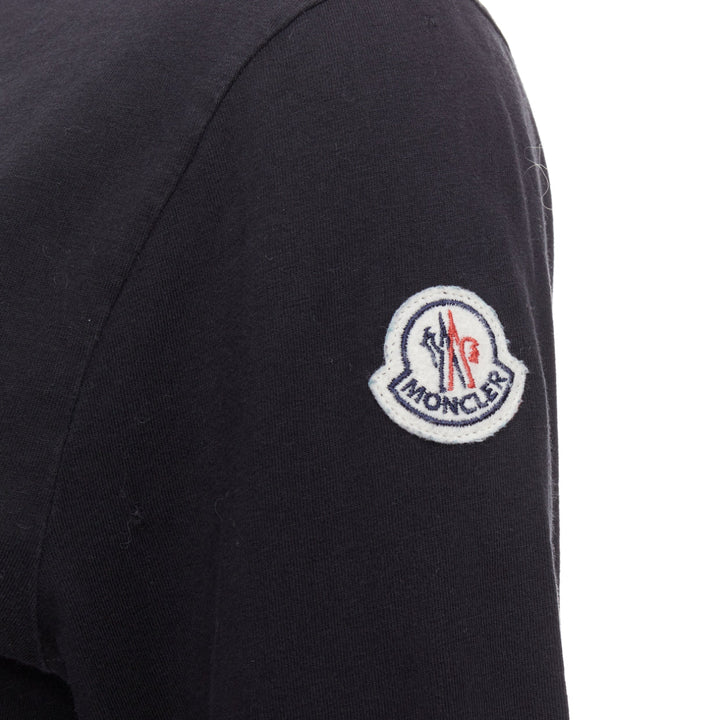 MONCLER red grey painted graphic black logo long sleeve tshirt