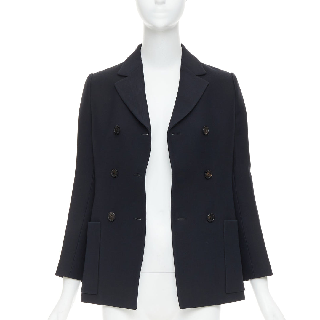 DIOR Marlene  black wool silk classic double breasted bar jacket blazer FR36 S