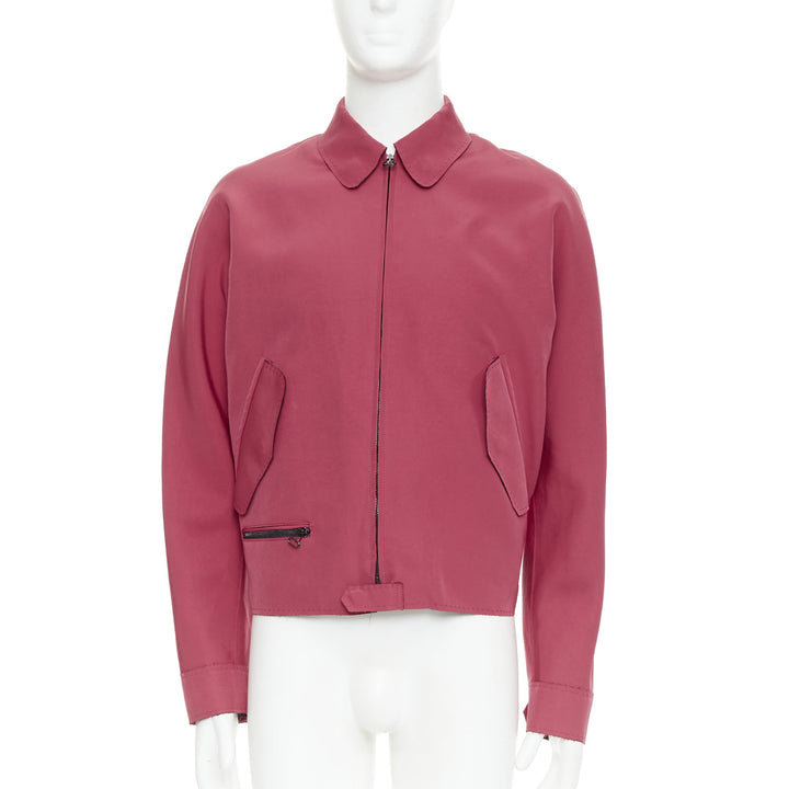 LANVIN red triacetate flap pocketed biker style bomber jacket FR46 S