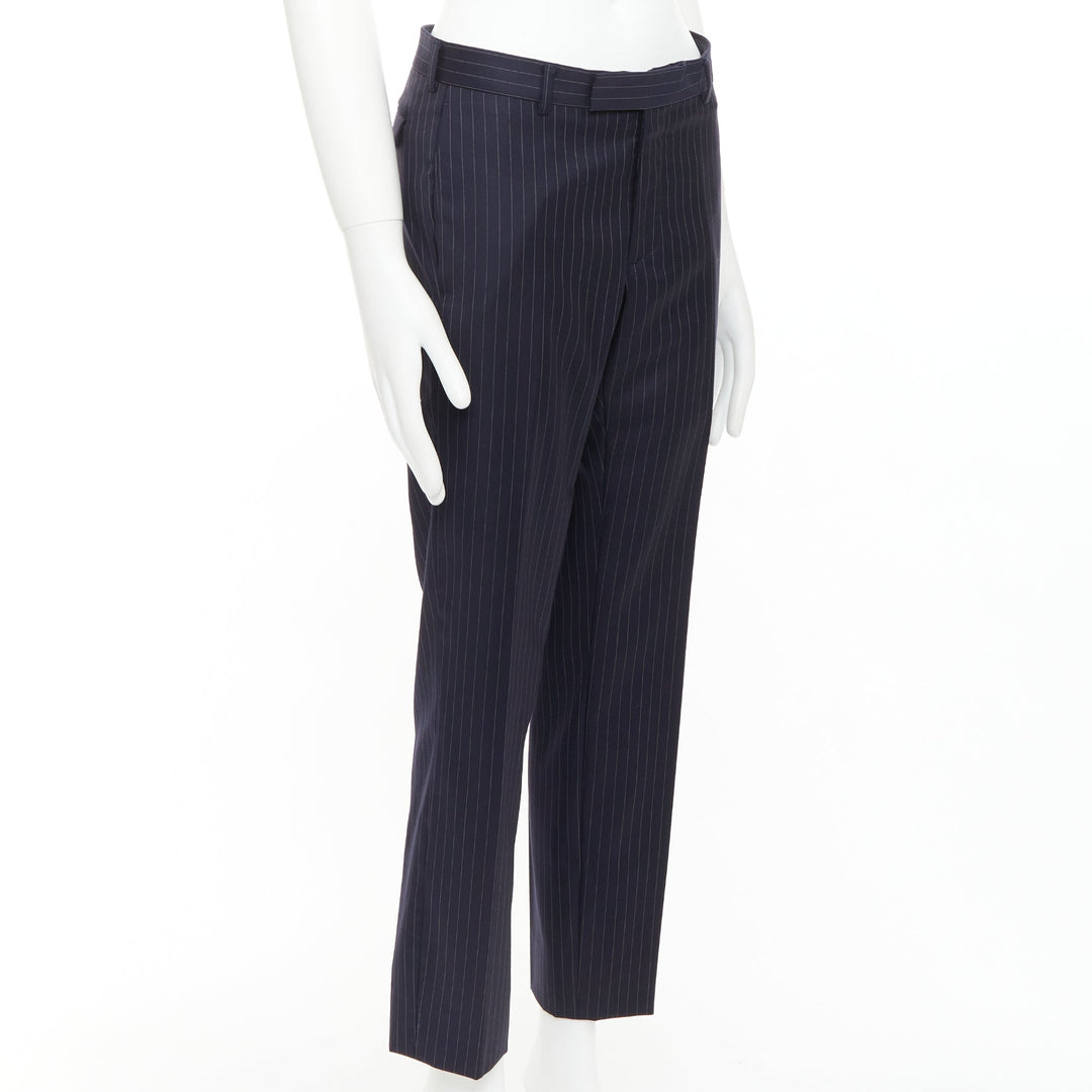 DIOR HOMME Hedi Slimane navy 100% virgin wool pinstripe dress pants FR44 XS