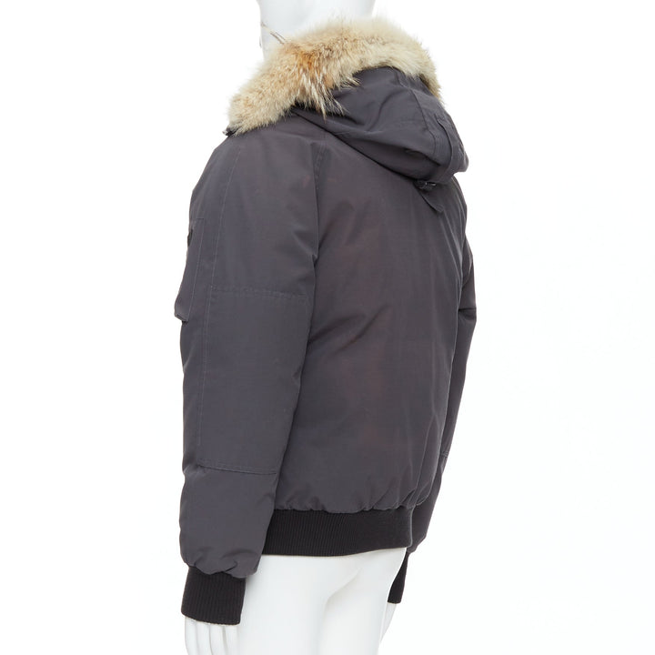 CANADA GOOSE Chilliwack grey nylon fur trim hood duck down puffer bomber S