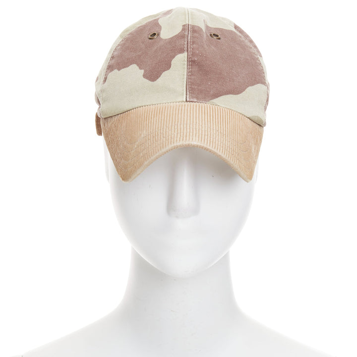 A.P.C. khaki camel camouflage corduroy beak baseball cap hat S