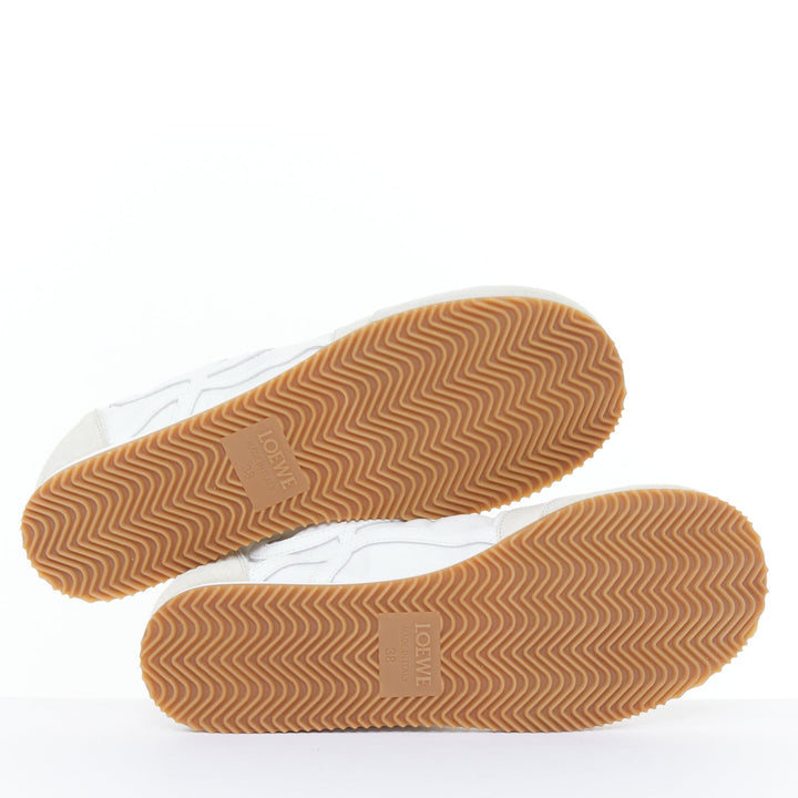 LOEWE Flow Runner white nylon light beige suede classic low top sneaker EU38 US8