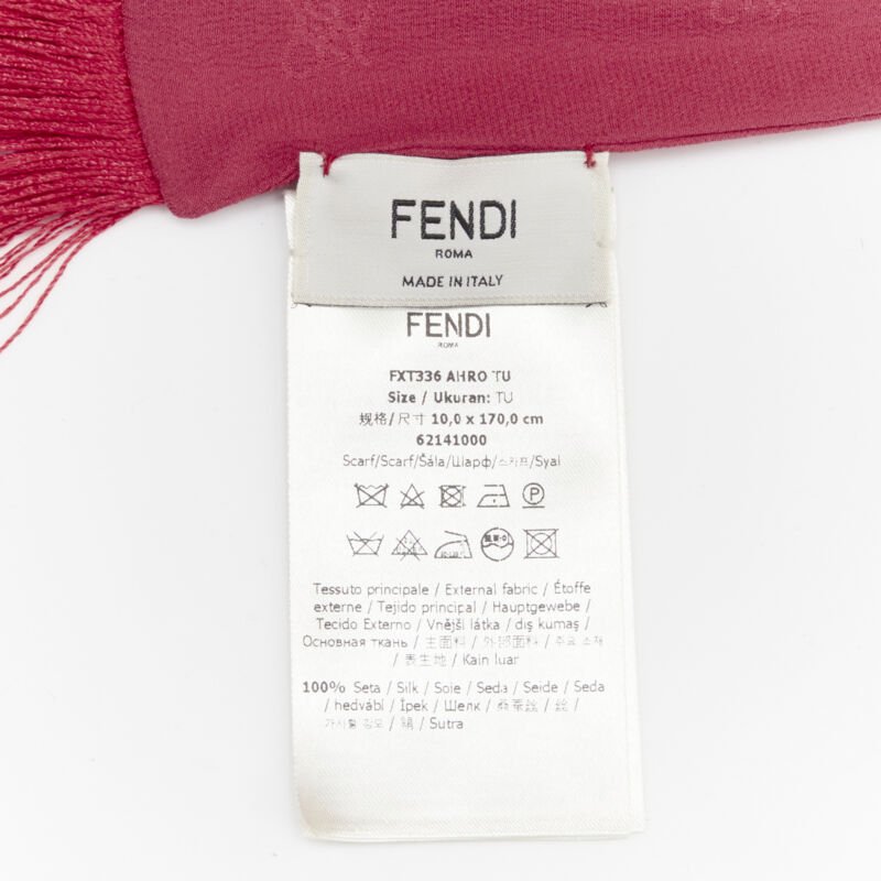 FENDI 100% silk FF monogram jacquard fringe extra long scarf