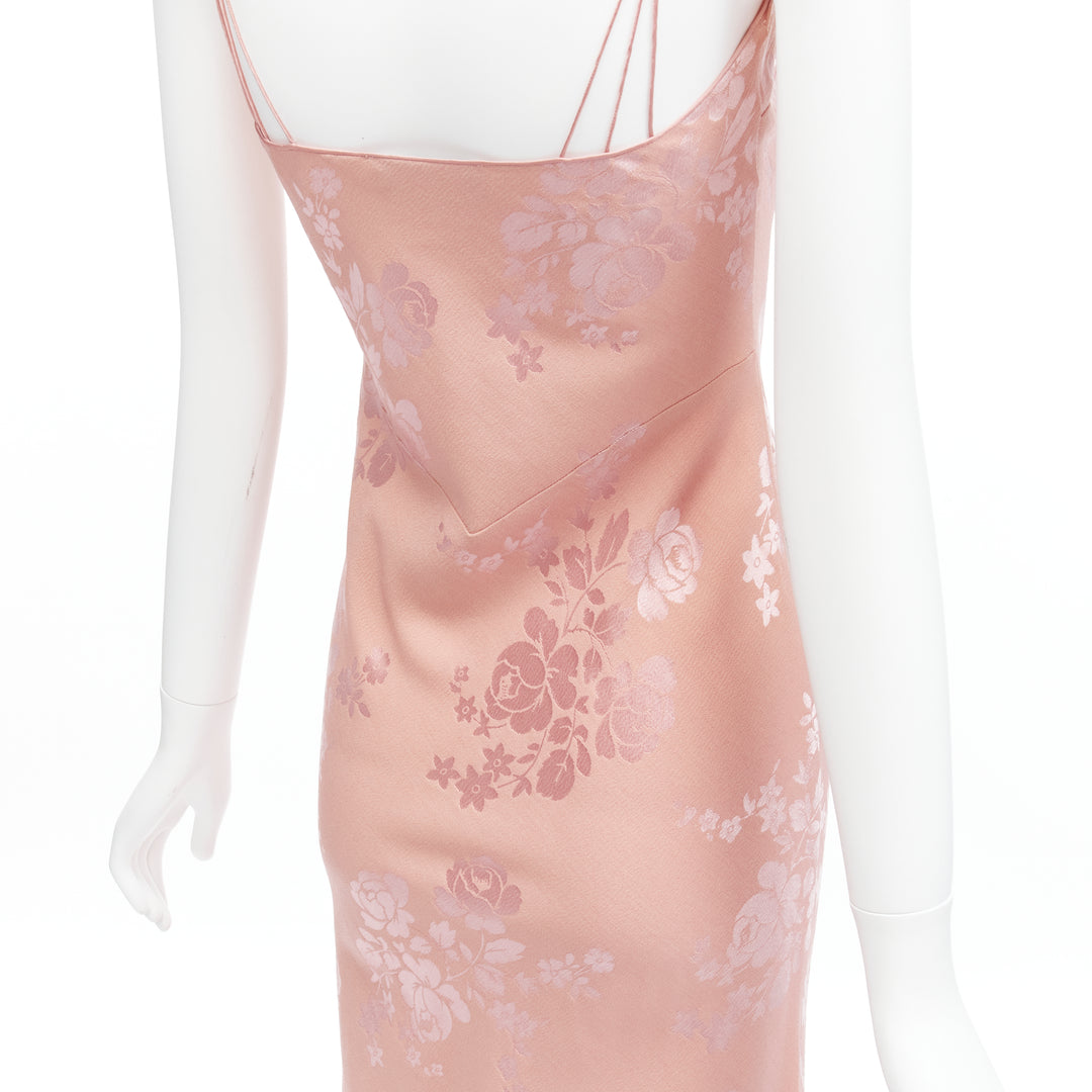 CHRISTIAN DIOR Galliano Vintage 2009 pink oriental floral jacquard dress FR36 S