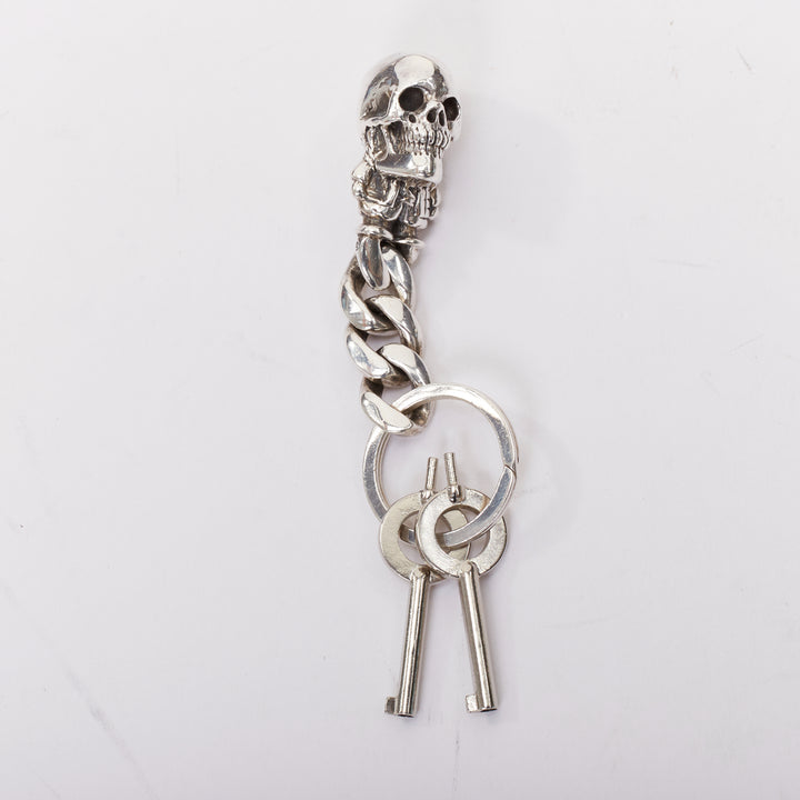 rare CHROME HEARTS 925 sterling silver handcuff bangle skull keychain
