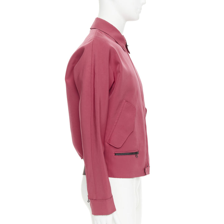 LANVIN red triacetate flap pocketed biker style bomber jacket FR46 S