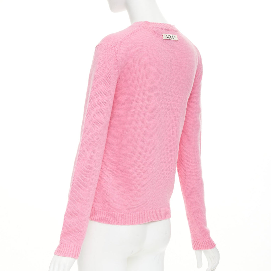 GUCCI DISNEY 2021 pink blue Donald Duck FLASH intarsia logo back sweater 3XS