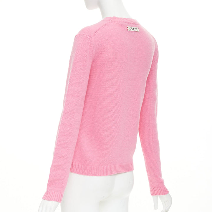 GUCCI DISNEY 2021 pink blue Donald Duck FLASH intarsia logo back sweater 3XS