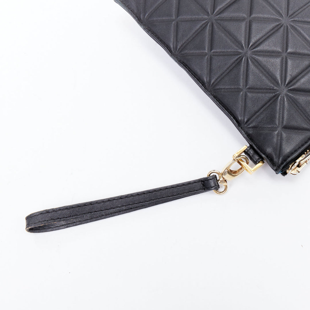 rare GARETH PUGH black leather geometric zip wrist clutch bag