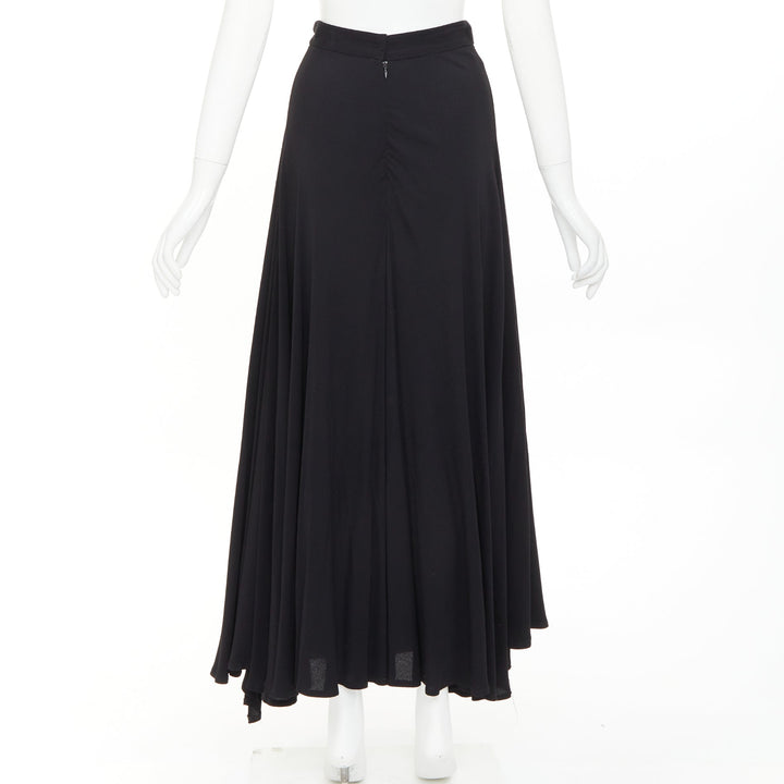 ROSETTA GETTY black viscose front inverted pleat slitted harem pants US0 X
