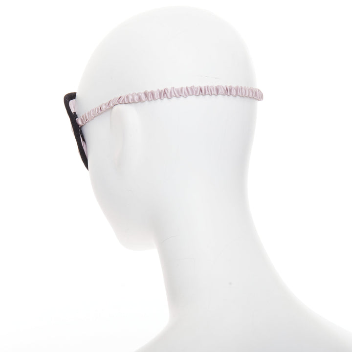 rare CHANEL pink 100% silk CC tear eyelash embroidery sleeping mask pouch set