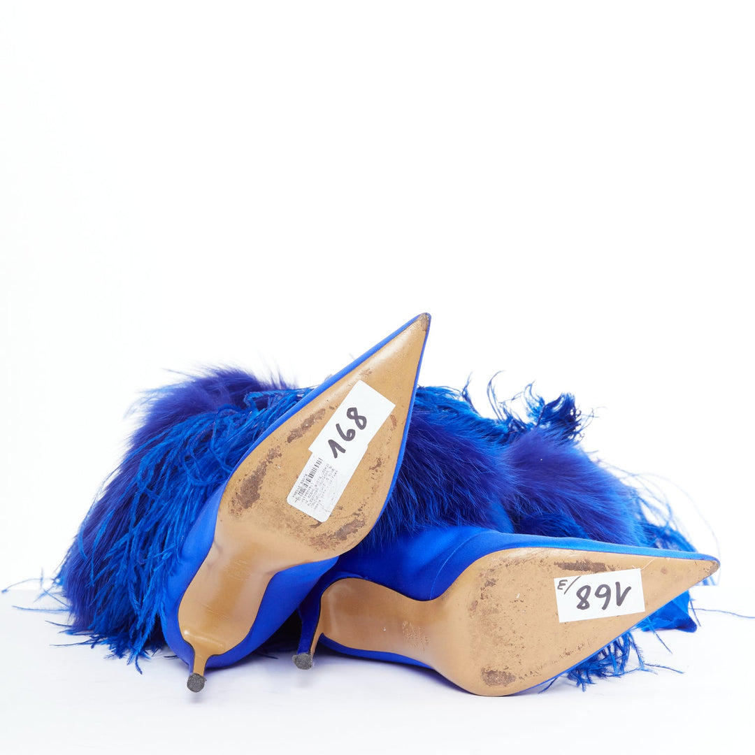 ALEXANDRE VAUTHIER COUTURE 2022 Runway Look30 cobalt blue fur fringe boots EU4