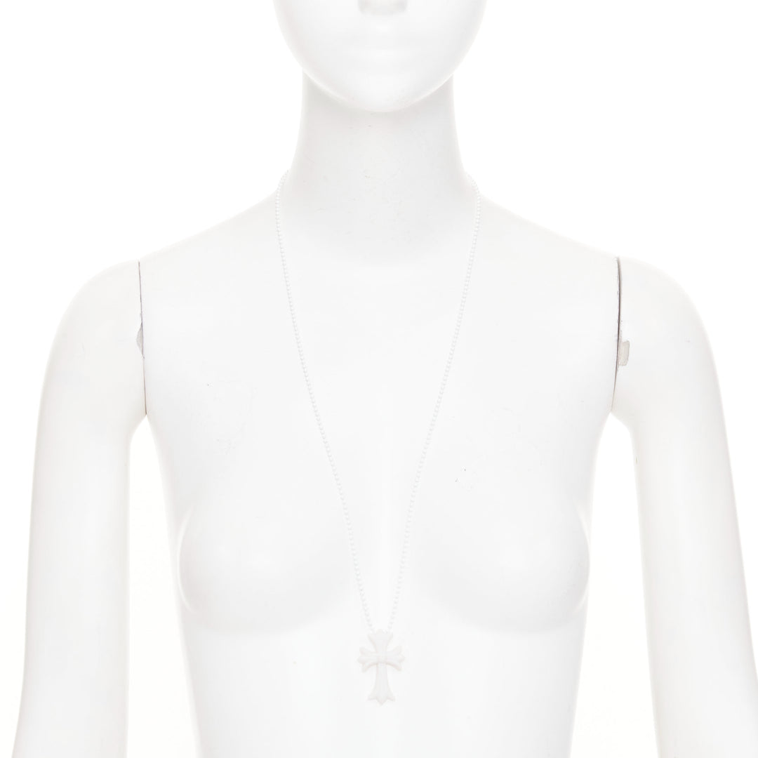 CHROME HEARTS 2019 Silichrome CH Cross Necklace white silicone long necklace