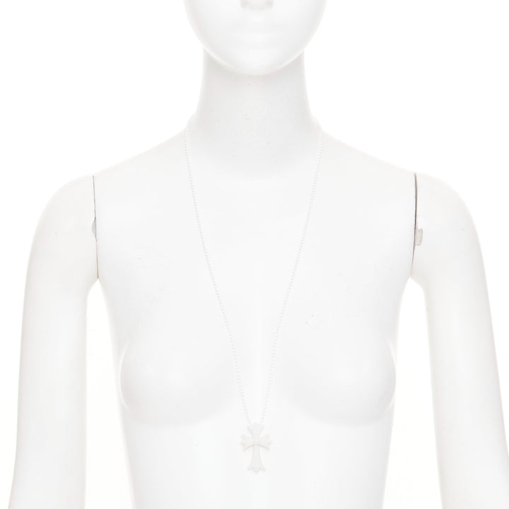CHROME HEARTS 2019 Silichrome CH Cross Necklace white silicone long necklace