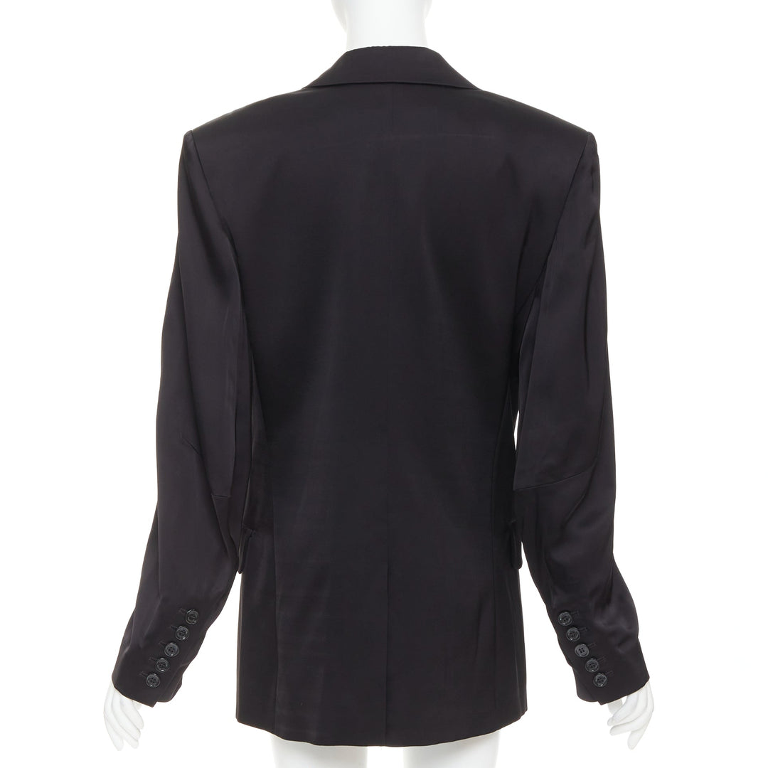 ALEXANDRE VAUTHIER black viscose flap pockets oversized blazer jacket FR40 L