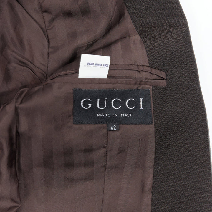 vintage GUCCI TOM FORD 1996 brown wool mohair dart front blazer pant set IT42 M