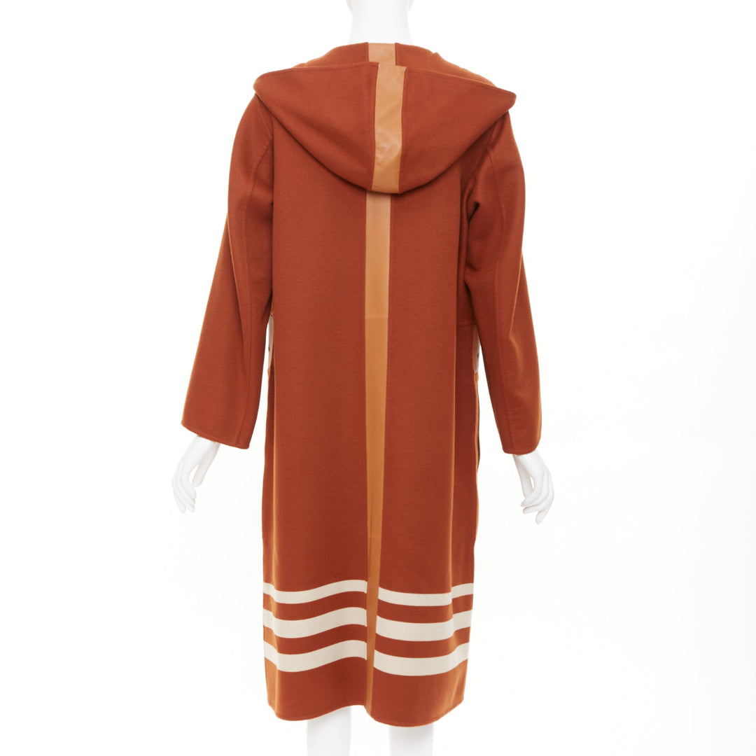 HERMES 2019 Runway Rocabar lambskin double face cashmere striped coat FR34 XS