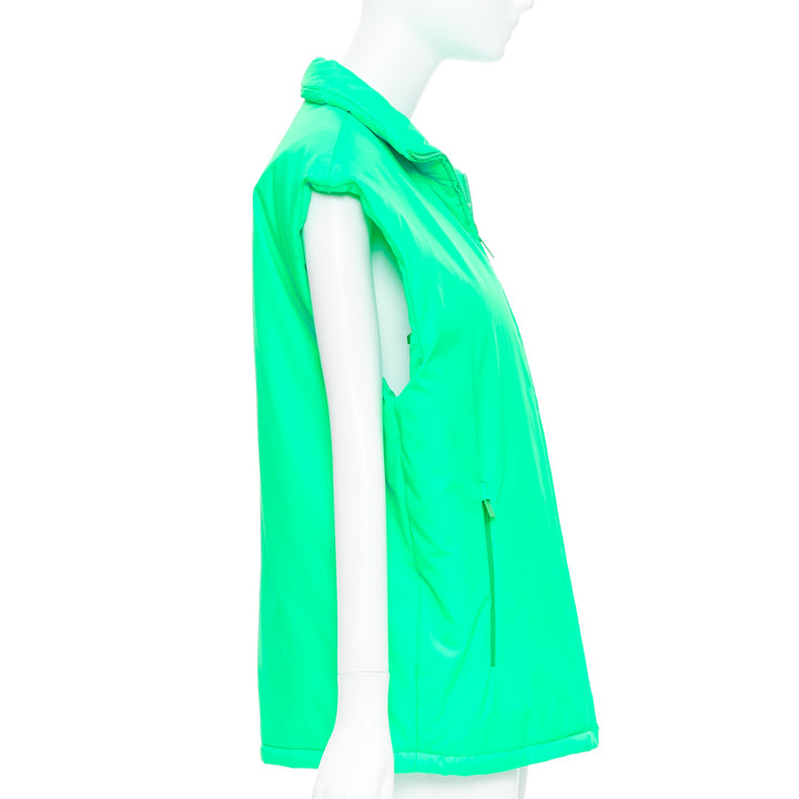 PRADA 2018 Linea Rossa Primaloft neon green nylon red logo puffer vest S