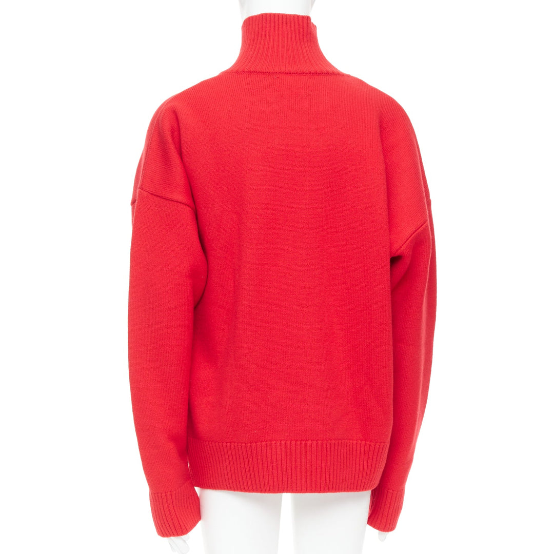 AMI de Coeur red virgin wool black heart logo turtleneck sweater L