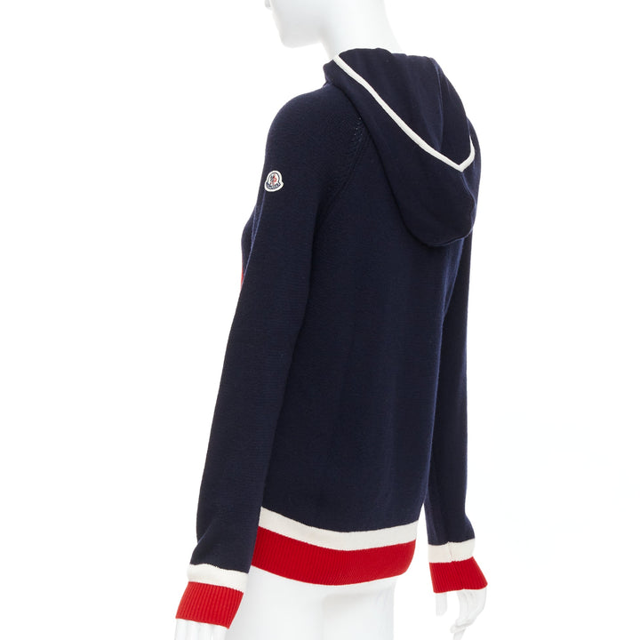 MONCLER 2017 red navy white wool argyle turtleneck sweater top XS