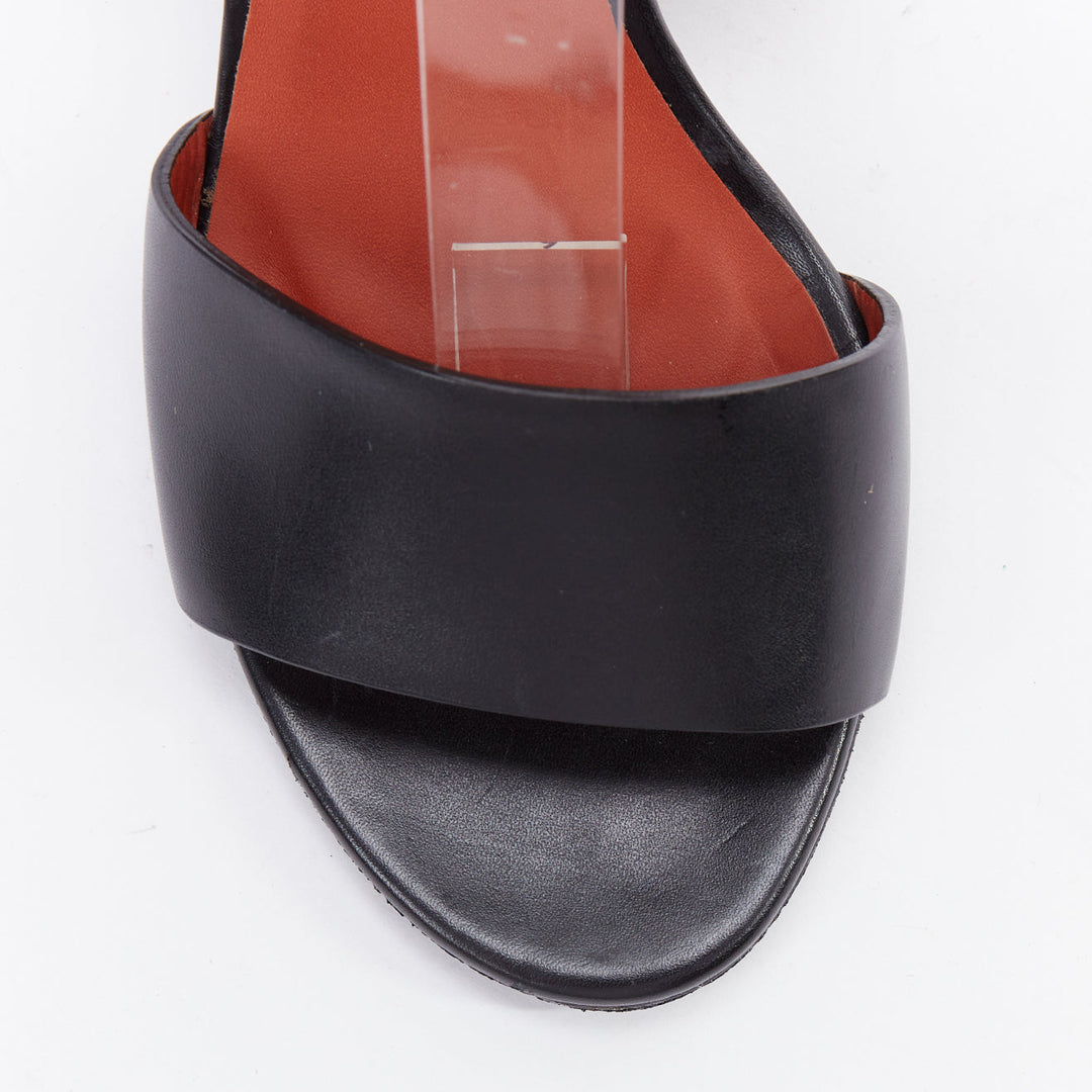 ACNE STUDIOS Obin metallic orange bark heel black leather sandals EU37