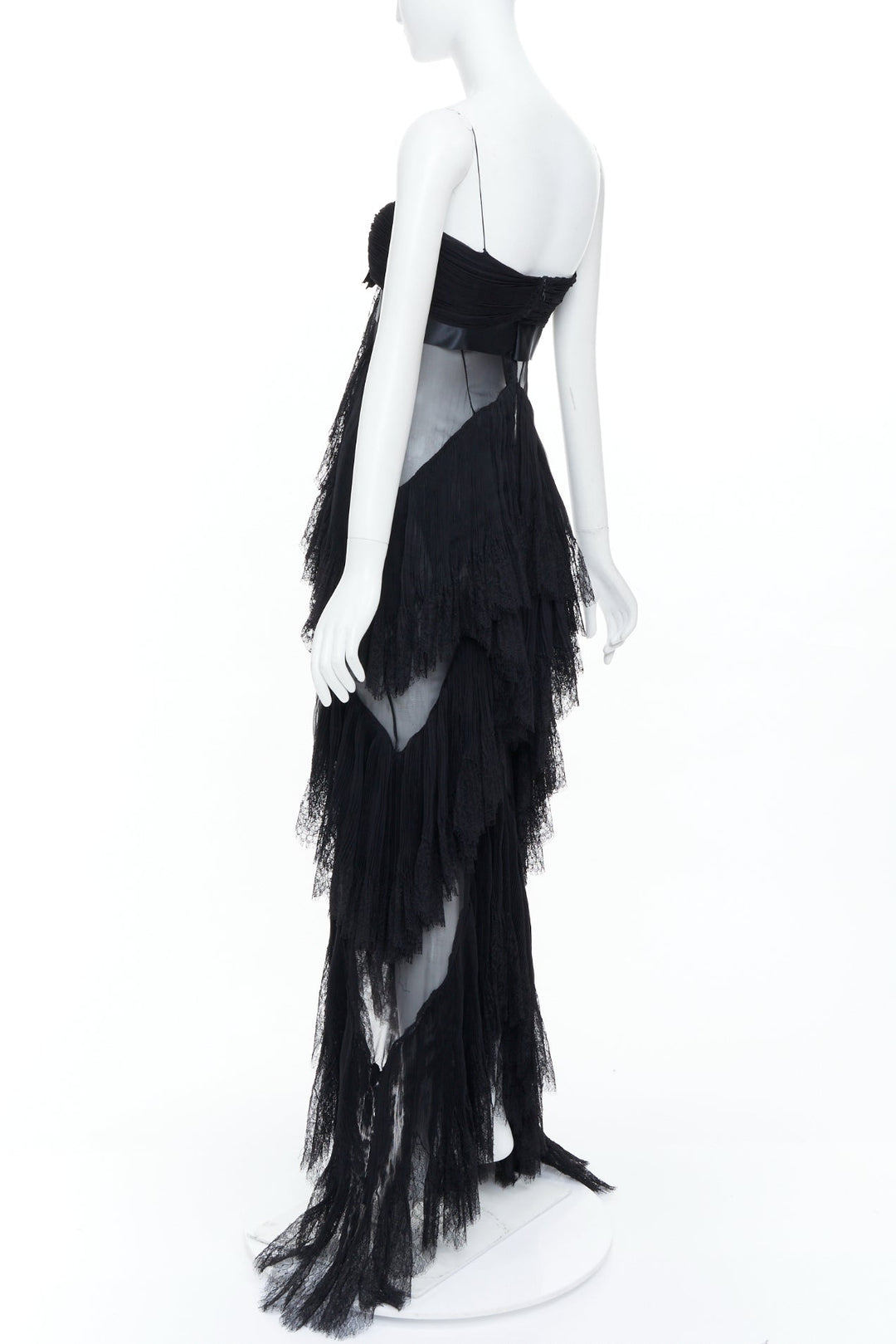 ALEXANDRE VAUTHIER COUTURE 2018 Runway black sheer lace tiered ruffle dress gown
