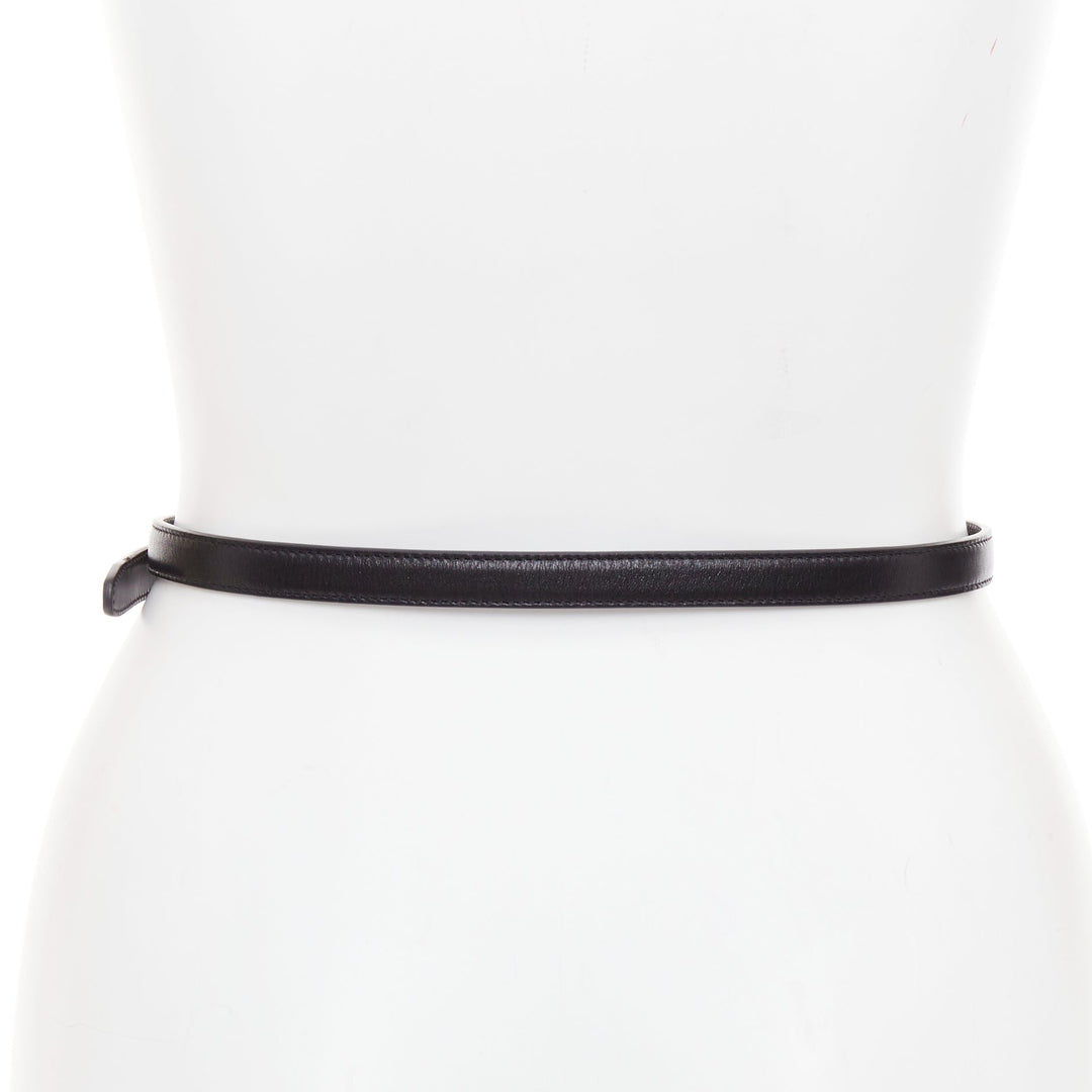 SAINT LAURENT Trois Passants black leather gold 3 loop buckle skinny belt