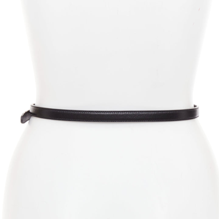 SAINT LAURENT Trois Passants black leather gold 3 loop buckle skinny belt