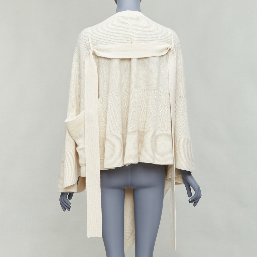 ALEXANDER MCQUEEN cream wool cashmere silk draped scoop neck sweater