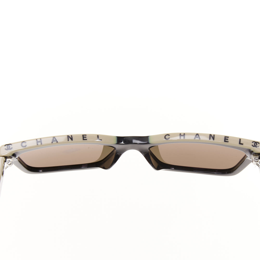 CHANEL 5417-A beige black CC logo CHANEL top bridge two tone sunglasses
