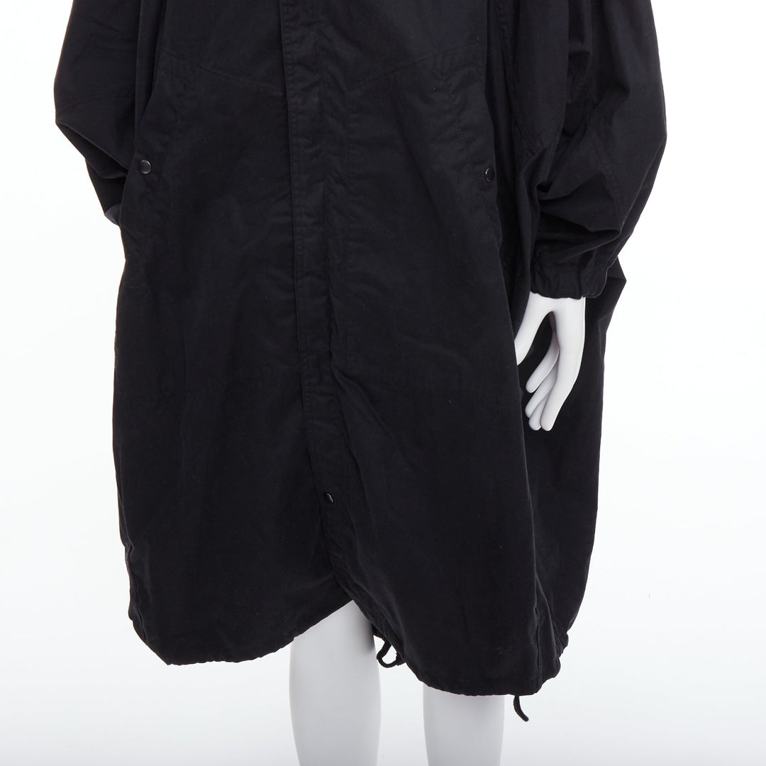 CHRISTOPHE LEMAIRE black cotton hooded cocoon anorak coat Sz 3 L