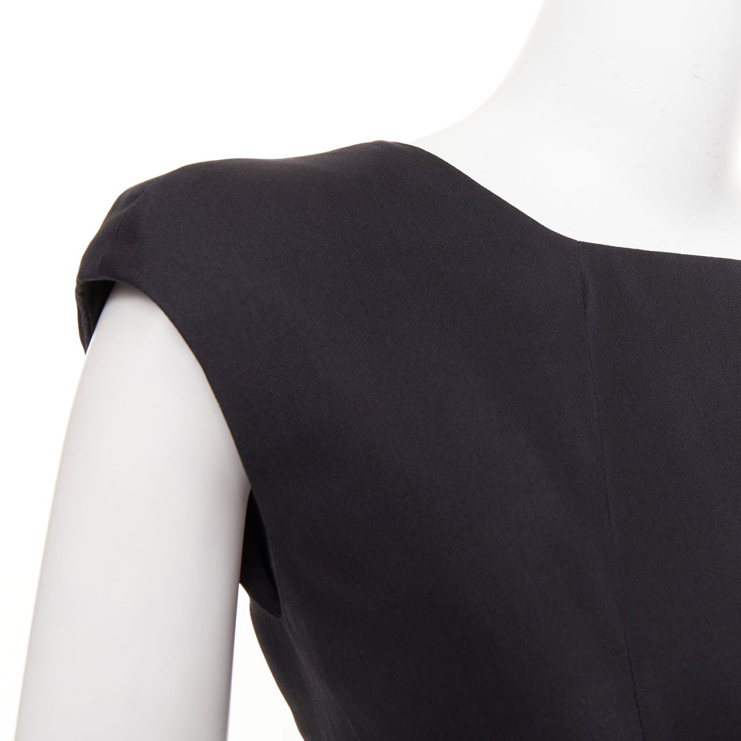 VICTORIA BECKHAM black tailored cap sleeve structured fit flare dress UK12 L