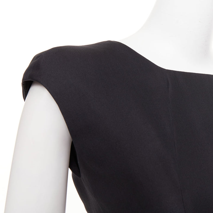 VICTORIA BECKHAM black tailored cap sleeve structured fit flare dress UK12 L