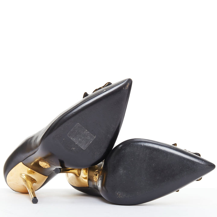 VERSACE Medusa black gold emblem metal heel pump EU38 Lady Gaga