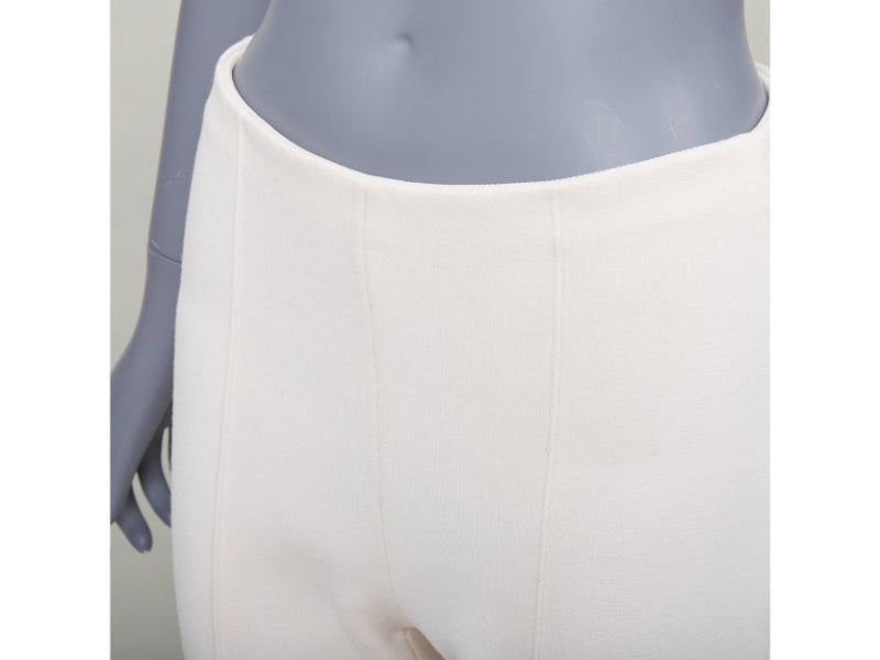 SONIA RYKIEL cream brown horn button embellished hem flare pants