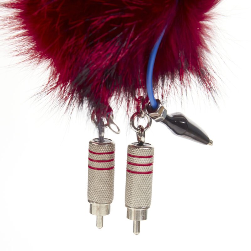 rare PRADA Robot red fur body mixed wire bolts keyring bag charm