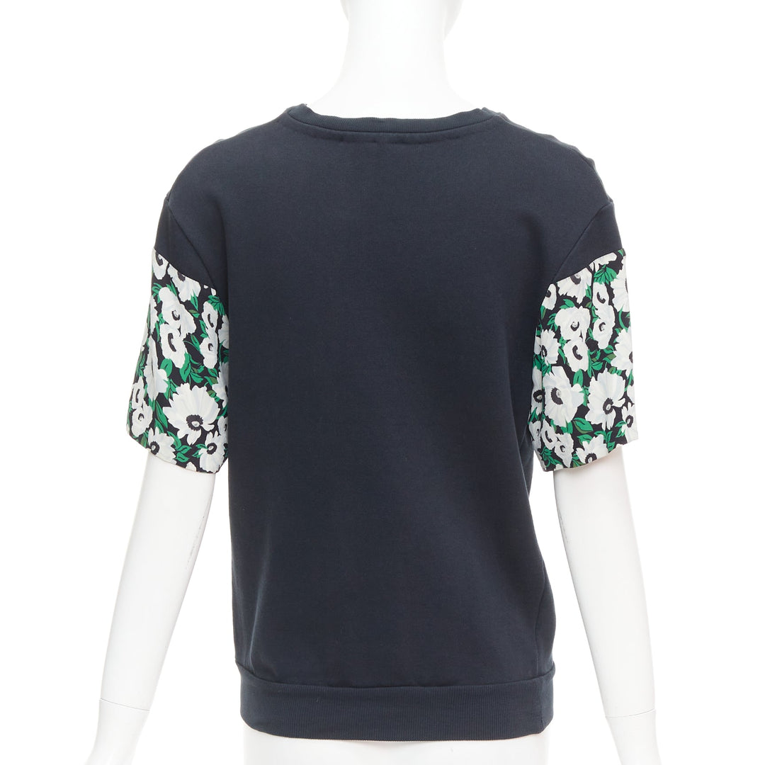 STELLA MCCARTNEY 2015 black cotton poppy daisy embroidery sweater IT38 XS