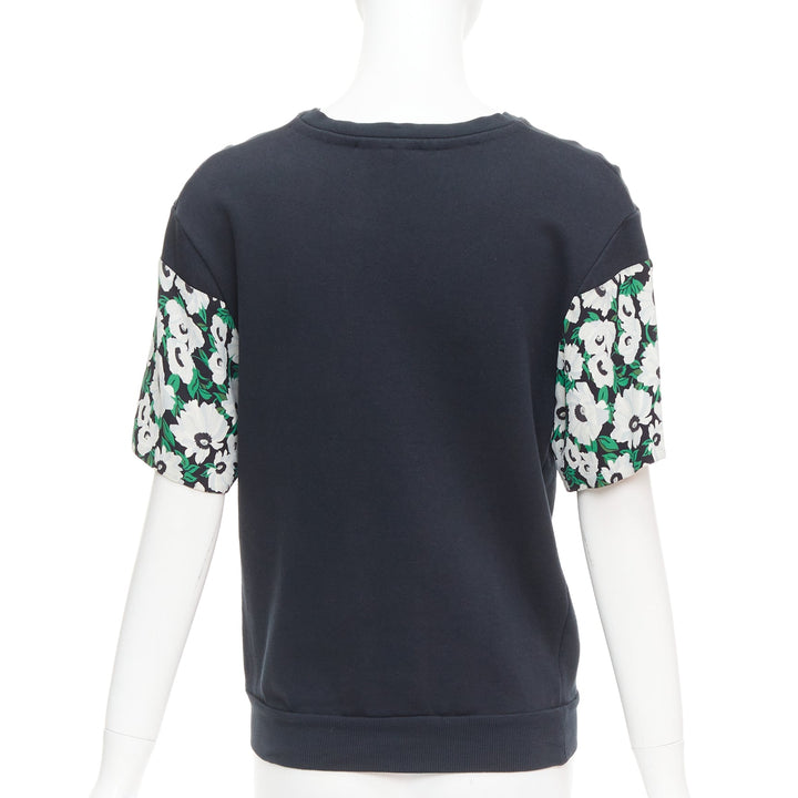 STELLA MCCARTNEY 2015 black cotton poppy daisy embroidery sweater IT38 XS