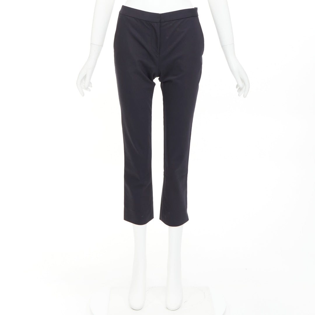 THE ROW black cotton blend mid waist panelled back cropped capri pants US0 XS