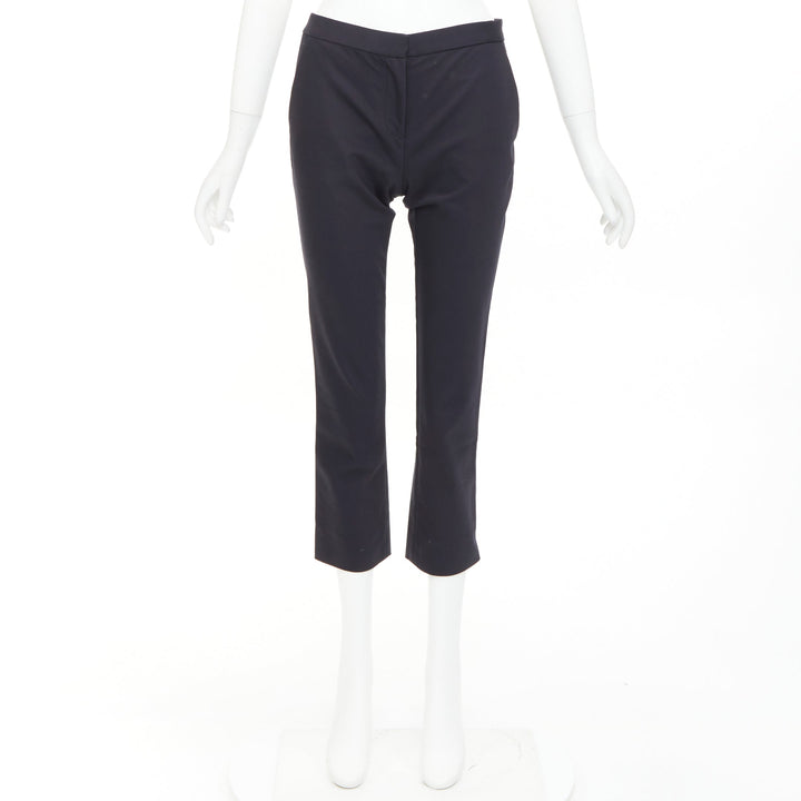 THE ROW black cotton blend mid waist panelled back cropped capri pants US0 XS