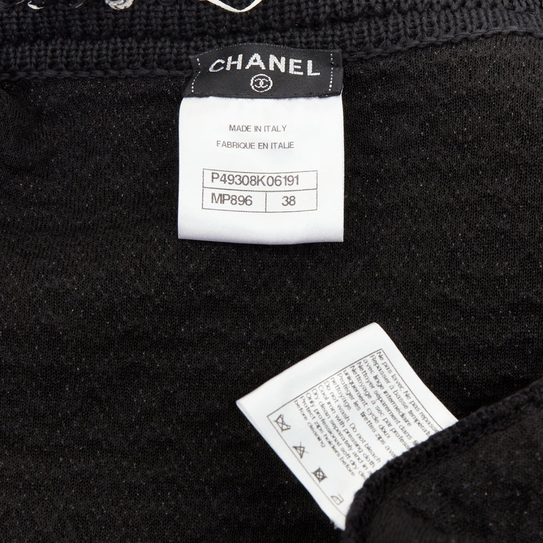 CHANEL 17P Runway ribbon trim fringe tweed sleeveless gilet vest jacket FR38 M