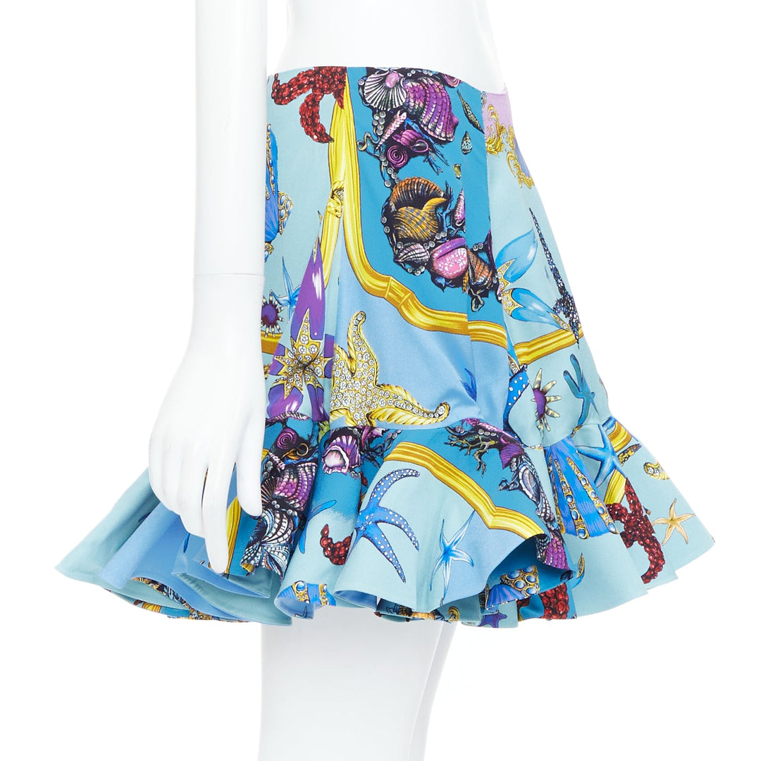 rare VERSACE 2021 Runway Tresor de la Mer blue starfish flutter skirt IT40 S