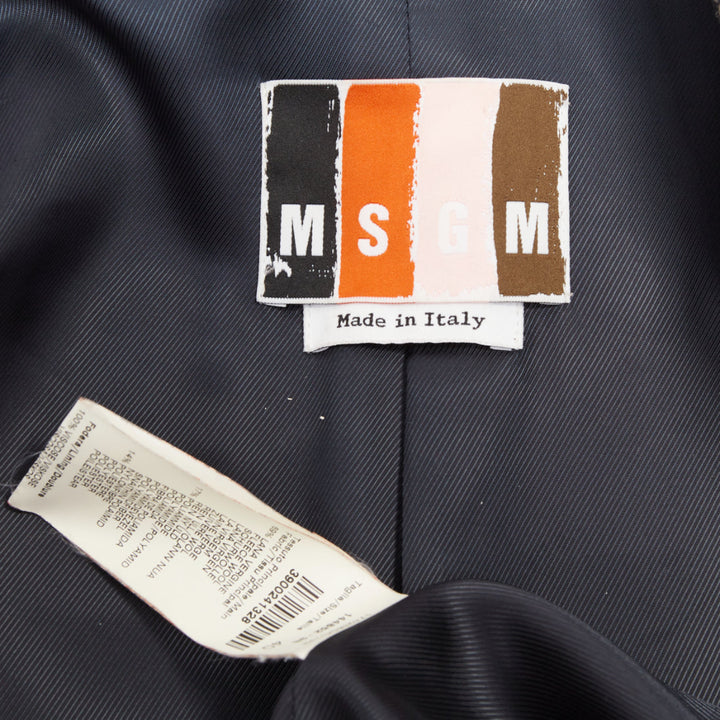 MSGM 2022 grey black wool houndstooth color block double breasted coat IT40 S